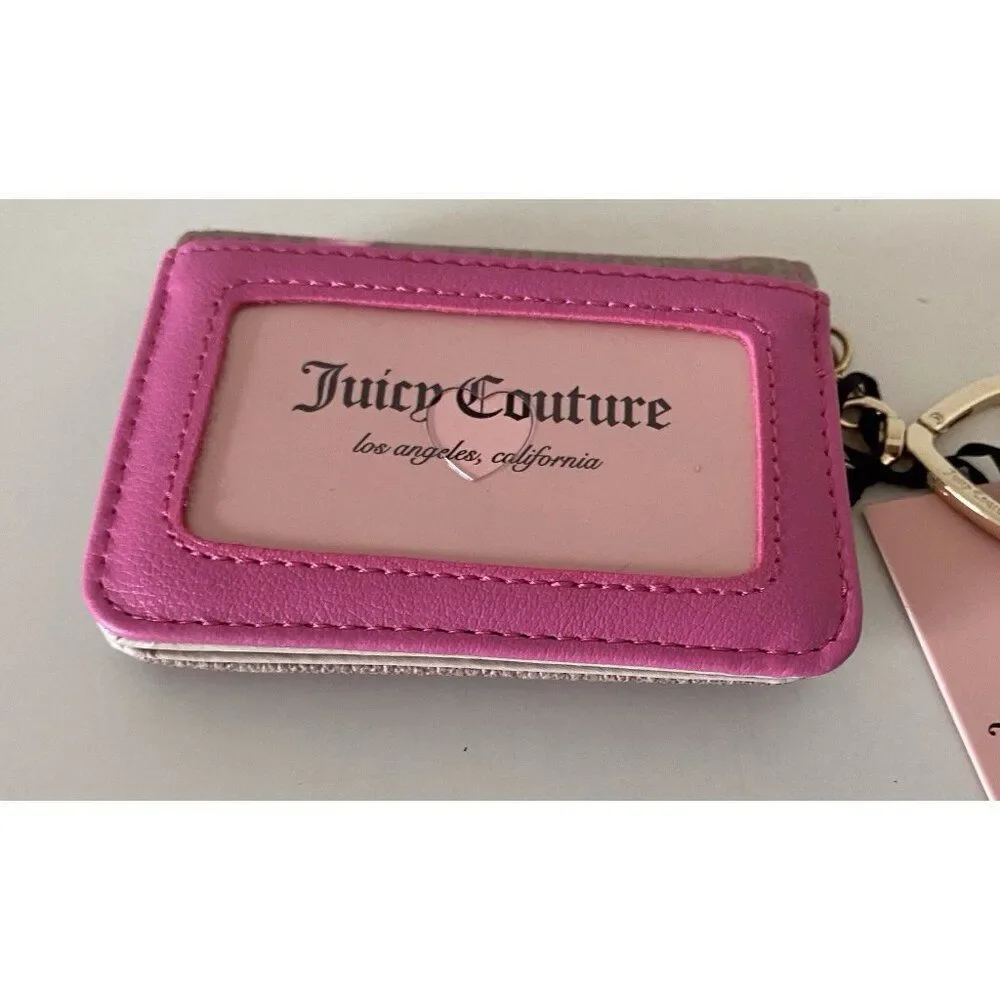Juicy Couture Cafe Pink V-I Heart Juicy Card Case Key‎ Fob Wallet NEW